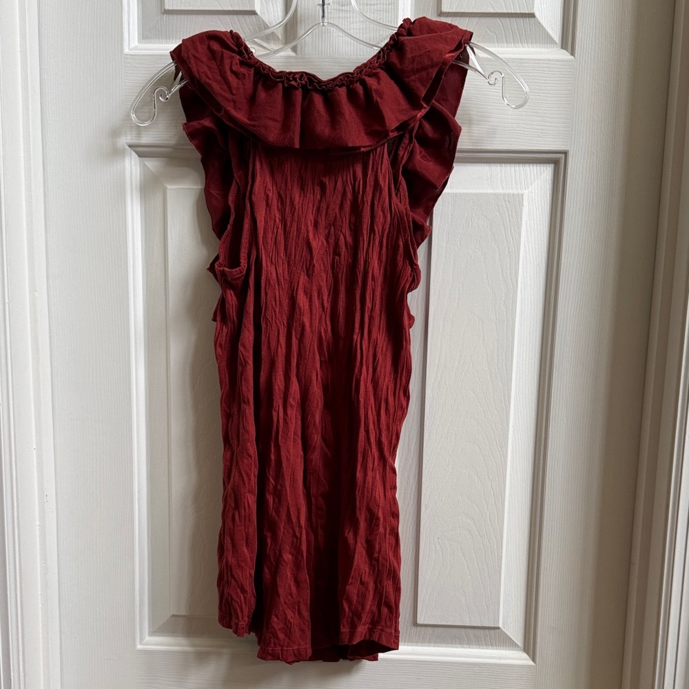 Bordeaux Ruffled Red Mini Top - Picture 6 of 7